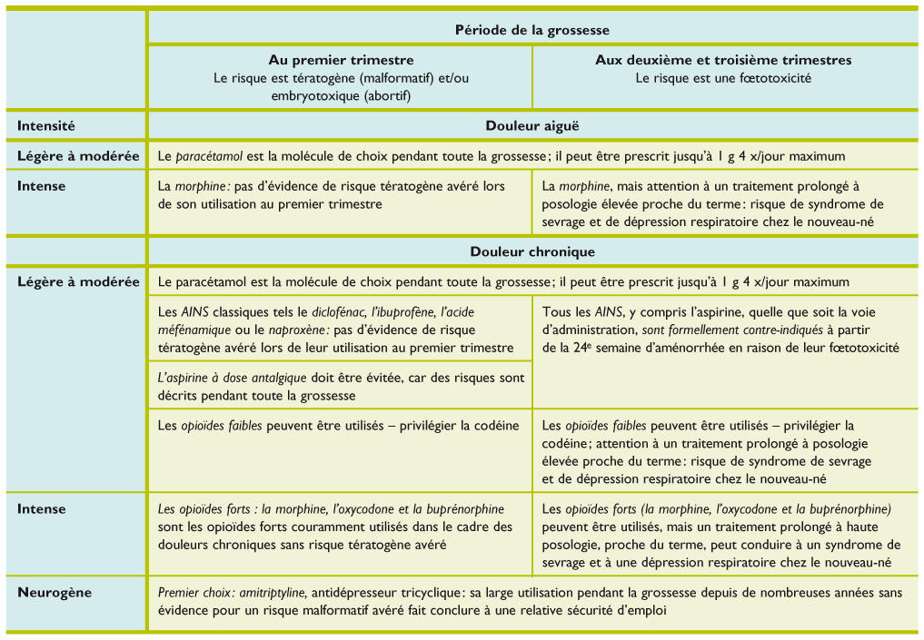 Antalgie Medicamenteuse Et Grossesse